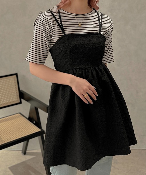 apres jour clair(アプレジュールクレア)の「【apres jour clair】ふくれジャガードミニキャミワンピース【ZOZOTOWN限定アイテム】(ワンピース・レディース・アイボリー/ブラック・X-LARGE/フリー)」の17枚目の写真
