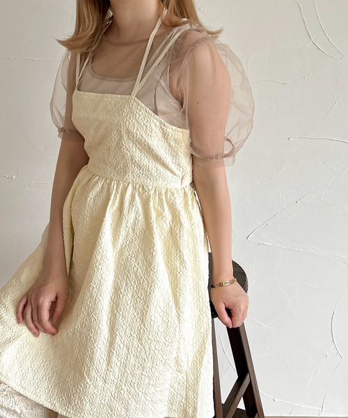 apres jour clair(アプレジュールクレア)の「【apres jour clair】ふくれジャガードミニキャミワンピース【ZOZOTOWN限定アイテム】(ワンピース・レディース・アイボリー/ブラック・X-LARGE/フリー)」の10枚目の写真