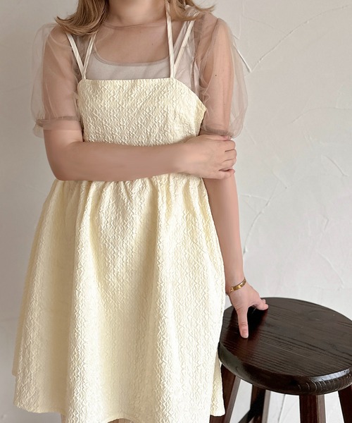 apres jour clair(アプレジュールクレア)の「【apres jour clair】ふくれジャガードミニキャミワンピース【ZOZOTOWN限定アイテム】(ワンピース・レディース・アイボリー/ブラック・X-LARGE/フリー)」の12枚目の写真