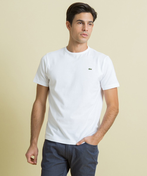 LACOSTE(ラコステ)の「ベーシック クルーネック Tシャツ (半袖)(Tシャツ/カットソー)」|ホワイト