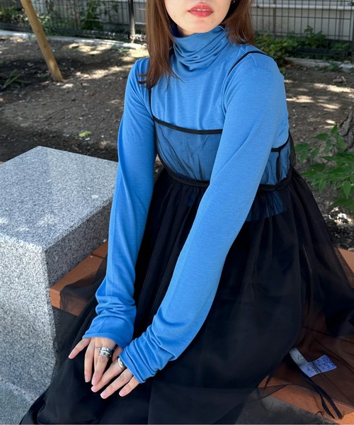 feepur（フェピュール）の「ハイネックカラートップス（Tシャツ/カットソー・レディース・ブルー/グリーン/オレンジ/ブラック/オフホワイト・MEDIUM）」の18枚目の写真