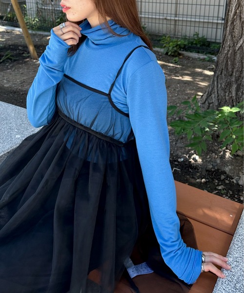 feepur（フェピュール）の「ハイネックカラートップス（Tシャツ/カットソー・レディース・ブルー/グリーン/オレンジ/ブラック/オフホワイト・MEDIUM）」の19枚目の写真