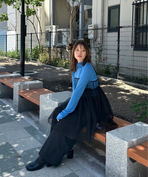 feepur（フェピュール）の「ハイネックカラートップス（Tシャツ/カットソー・レディース・ブルー/グリーン/オレンジ/ブラック/オフホワイト・MEDIUM）」の21枚目の写真