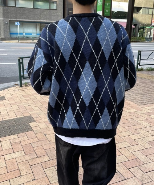 B.R.U(ブル)の「【新色登場】アーガイルチェックニット(ニット/セーター・メンズ・グリーン/ブラック・FREE)」の18枚目の写真