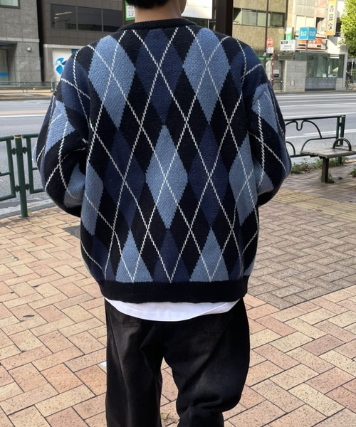 B.R.U(ブル)の「【新色登場】アーガイルチェックニット(ニット/セーター・メンズ・グリーン/ブラック・FREE)」の19枚目の写真