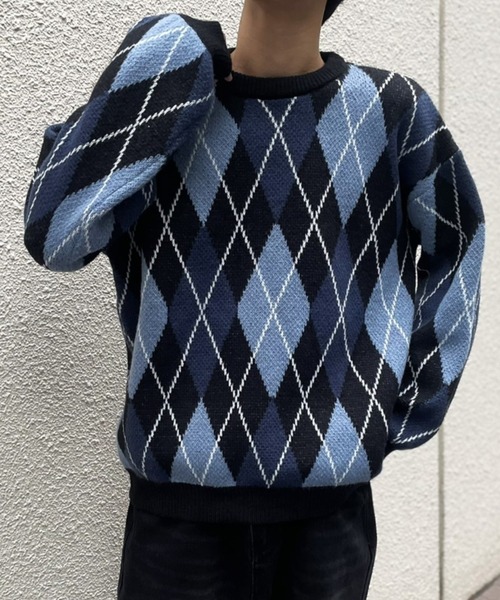 B.R.U(ブル)の「【新色登場】アーガイルチェックニット(ニット/セーター・メンズ・グリーン/ブラック・FREE)」の22枚目の写真