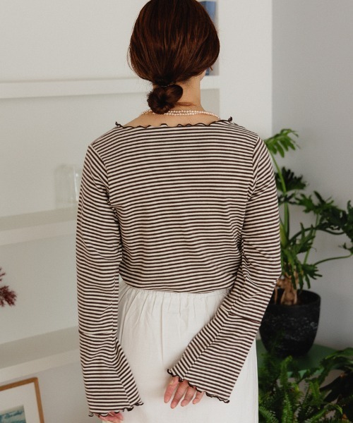 flower（フラワー）の「メローボーダートップ（Tシャツ/カットソー・レディース・ブラウン/ベージュ・FREE）」の5枚目の写真