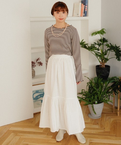 flower（フラワー）の「メローボーダートップ（Tシャツ/カットソー・レディース・ブラウン/ベージュ・FREE）」の6枚目の写真