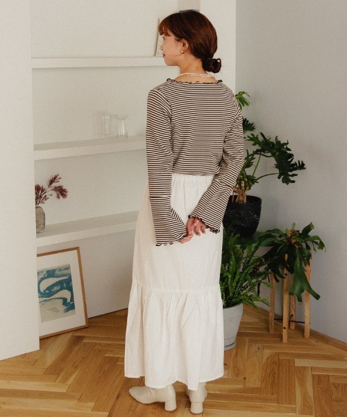 flower（フラワー）の「メローボーダートップ（Tシャツ/カットソー・レディース・ブラウン/ベージュ・FREE）」の8枚目の写真