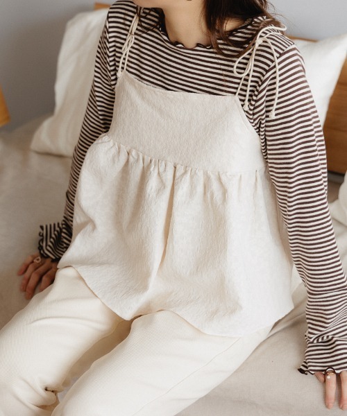 flower（フラワー）の「メローボーダートップ（Tシャツ/カットソー・レディース・ブラウン/ベージュ・FREE）」の9枚目の写真