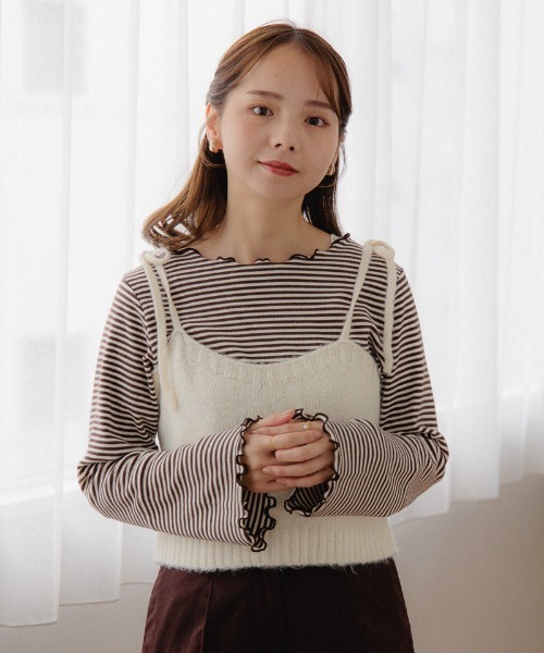 flower（フラワー）の「メローボーダートップ（Tシャツ/カットソー・レディース・ブラウン/ベージュ・FREE）」の13枚目の写真