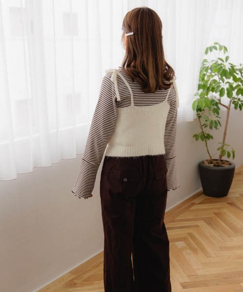 flower（フラワー）の「メローボーダートップ（Tシャツ/カットソー・レディース・ブラウン/ベージュ・FREE）」の19枚目の写真