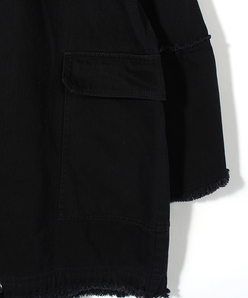 IKUMI（イクミ）の「【IKUMI】DENIM FOOD JACKET（デニムジャケット・レディース・ホワイト/ブラック・FREE）」の4枚目の写真