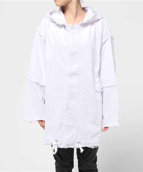 IKUMI（イクミ）の「【IKUMI】DENIM FOOD JACKET（デニムジャケット・レディース・ホワイト/ブラック・FREE）」の14枚目の写真