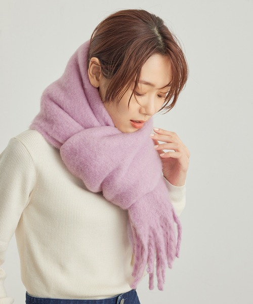 ROPE' PICNIC(ロペピクニック)の「バルキーフリンジストール(ストール/ショール・レディース・ブルー系その他4/ダークラベンダー/チャコールグレー/キナリ・FREE)」の1枚目の写真