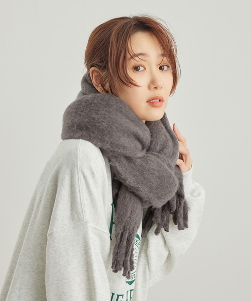 ROPE' PICNIC(ロペピクニック)の「バルキーフリンジストール(ストール/ショール・レディース・ブルー系その他4/ダークラベンダー/チャコールグレー/キナリ・FREE)」の3枚目の写真