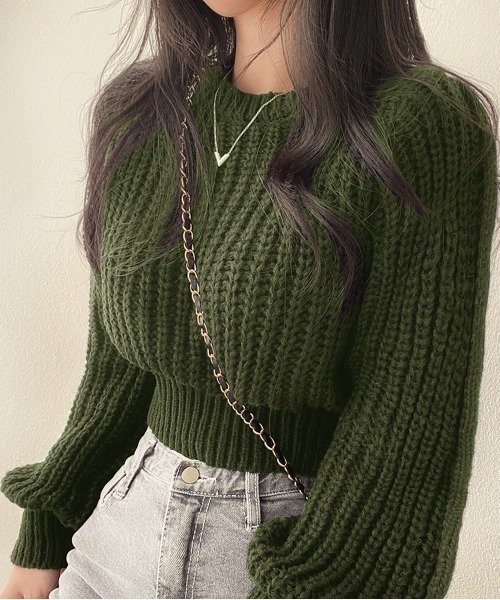 セール】クロップド丈ニットトップス（ニット/セーター）｜PRIVATE