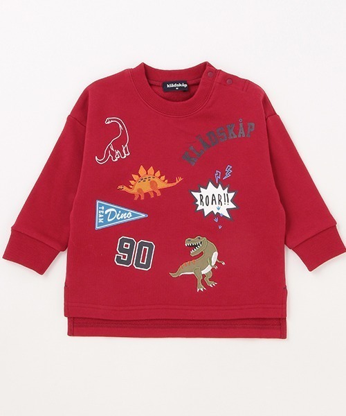 kladskap（クレードスコープ）の「恐竜アップリケトレーナー（スウェット・キッズ・ネイビー/レッド・110cm/120cm/130cm/90cm/100cm）」の2枚目の写真
