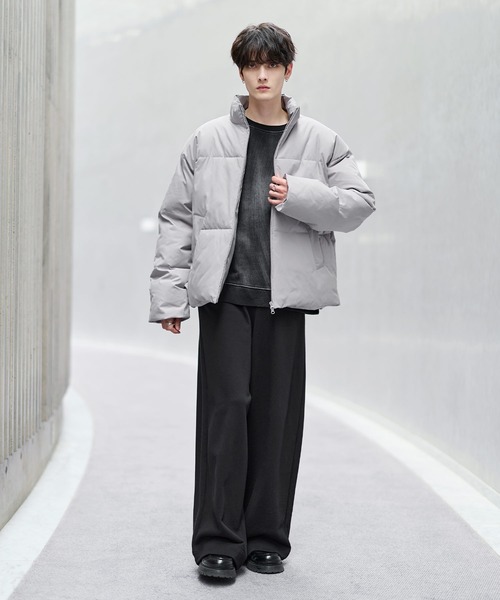 ASTRONOMY（アストロノミー）の「ハイネック中綿ショートジャケット(600フィルパワー)（ダウンジャケット/コート・メンズ・チャコール/ライトグレー/ブルー/ブラック/アイボリー/ブラウン/ブラウン系2/ブラック系2/アイボリー系/グレー系/ブラック系・L/M/S/XL）」の14枚目の写真