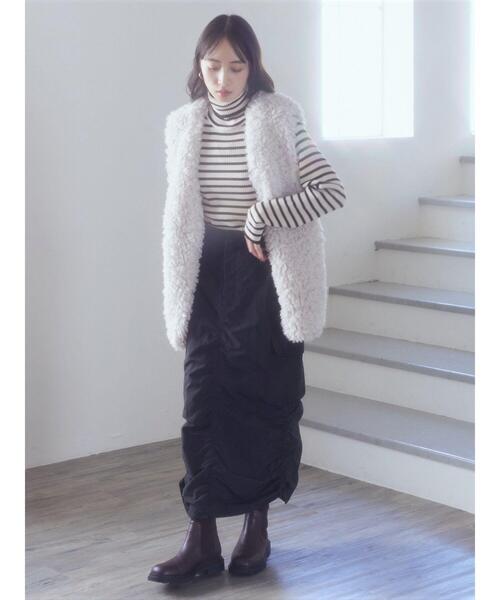 earth music&ecology（アースミュージックアンドエコロジー）の「ファーベスト（ベスト・レディース・ライトグレー/ライトベージュ・FREE）」の5枚目の写真