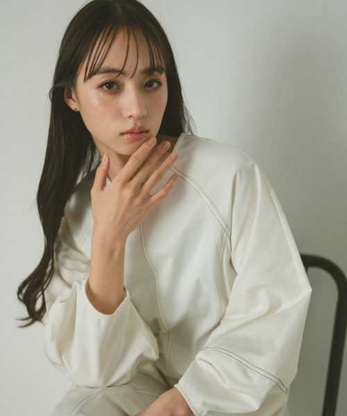 VANNIE U(ヴァニーユー)の「ロングダブルステッチワンピース(ワンピース・レディース・アイボリー/ブラック・FREE)」の4枚目の写真