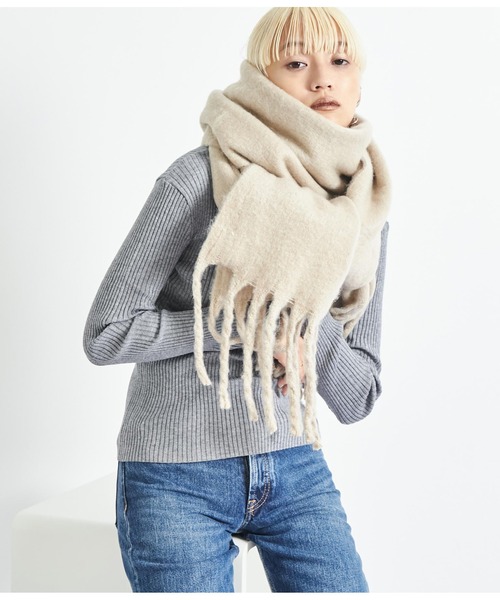 Settimissimo（セッティミッシモ）の「大判バルキーストール マフラー（ストール/ショール・レディース・ブラウン/ベージュ/ホワイト×ブラック・FREE）」の3枚目の写真