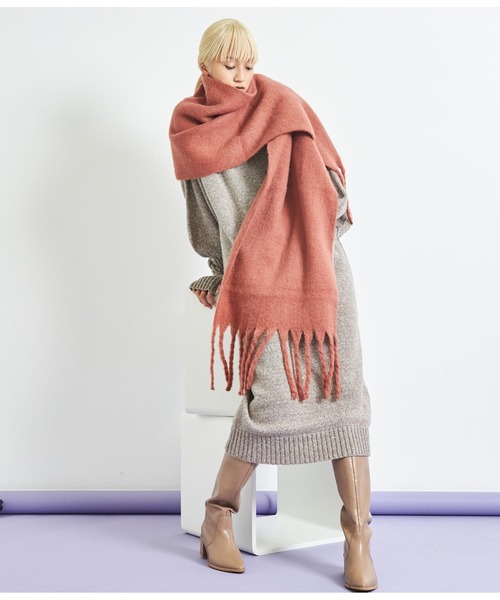 Settimissimo（セッティミッシモ）の「大判バルキーストール マフラー（ストール/ショール・レディース・ブラウン/ベージュ/ホワイト×ブラック・FREE）」の9枚目の写真