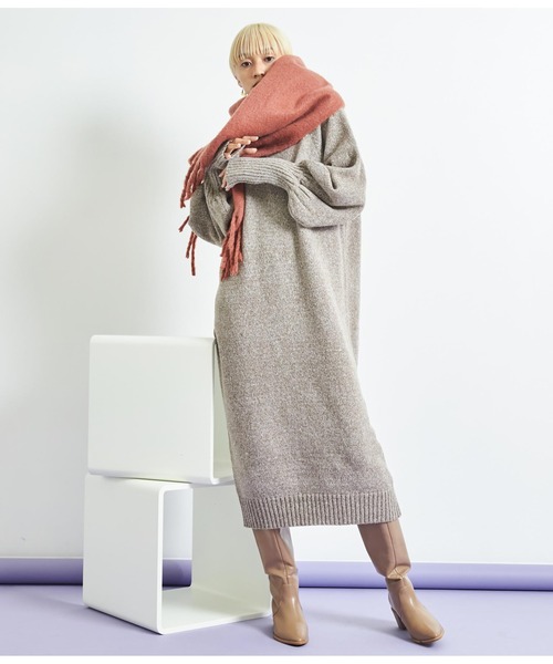 Settimissimo（セッティミッシモ）の「大判バルキーストール マフラー（ストール/ショール・レディース・ブラウン/ベージュ/ホワイト×ブラック・FREE）」の10枚目の写真