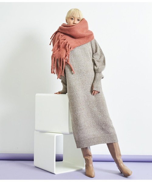 Settimissimo（セッティミッシモ）の「大判バルキーストール マフラー（ストール/ショール・レディース・ブラウン/ベージュ/ホワイト×ブラック・FREE）」の11枚目の写真