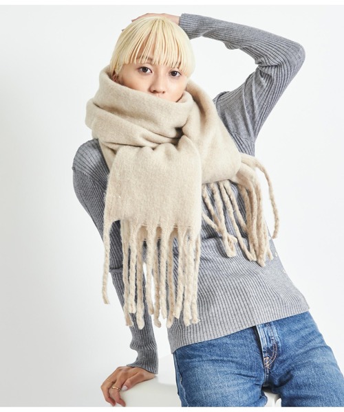 Settimissimo（セッティミッシモ）の「大判バルキーストール マフラー（ストール/ショール・レディース・ブラウン/ベージュ/ホワイト×ブラック・FREE）」の13枚目の写真