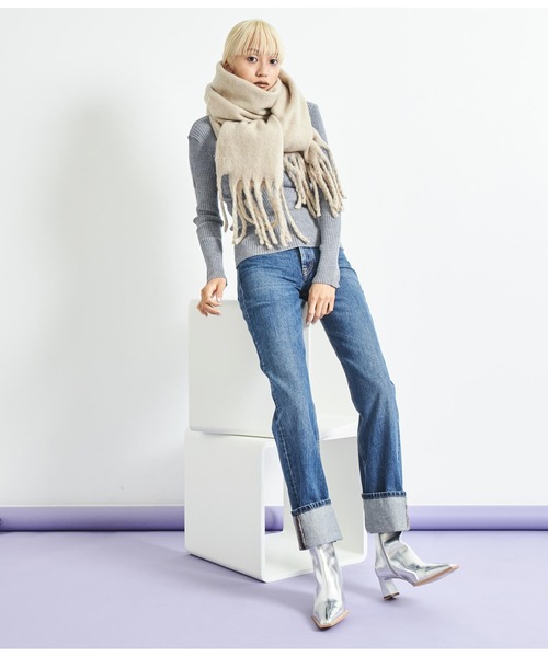 Settimissimo（セッティミッシモ）の「大判バルキーストール マフラー（ストール/ショール・レディース・ブラウン/ベージュ/ホワイト×ブラック・FREE）」の14枚目の写真