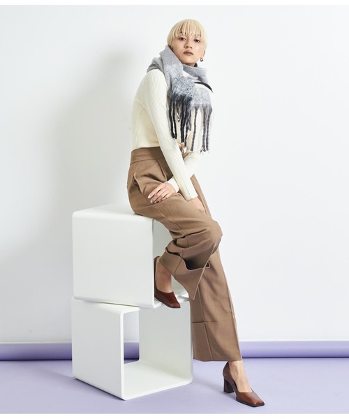 Settimissimo（セッティミッシモ）の「大判バルキーストール マフラー（ストール/ショール・レディース・ブラウン/ベージュ/ホワイト×ブラック・FREE）」の6枚目の写真