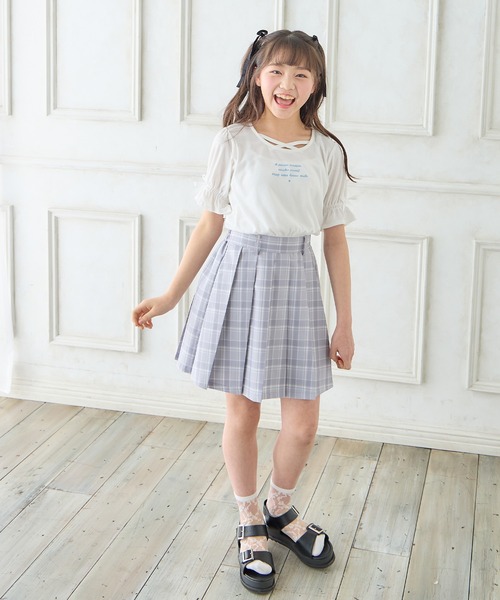 チェックプリーツスカート(130cm～160cm)（スカート）｜Amourire