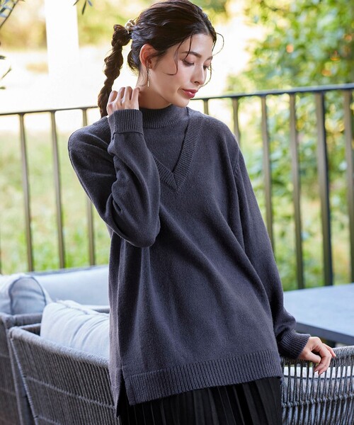 セール】【洗える】重ね着風ニットトップス（ニット/セーター