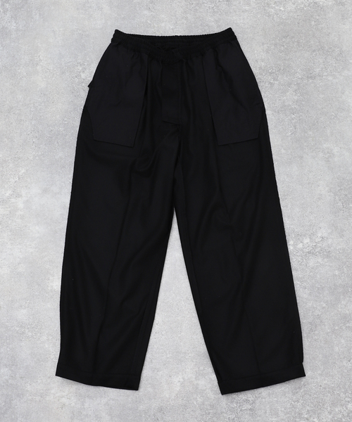 サイズ1 MARKAWARE CASHMERE TROUSERS MARKAWARE(マーカウェア) 【CASHMERE SATIN TRIPLE PLEATED WIDE