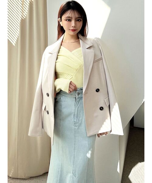 RESEXXY（リゼクシー）の「アシンメトリーリブニット（ニット/セーター・レディース・イエロー/ホワイト/ブラック・FREE）」の12枚目の写真