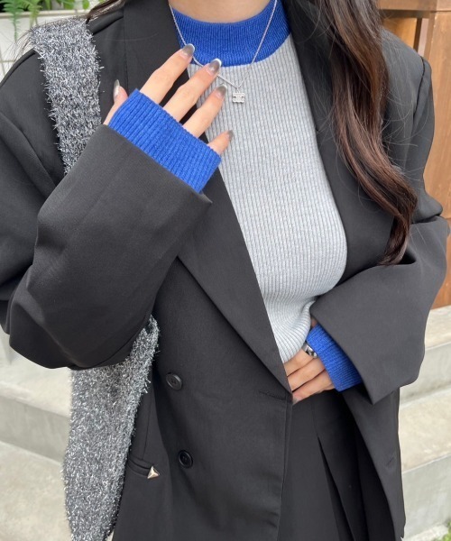 nemne store(ネンネストア)の「【低身長サイズあり】配色リブニット(ニット/セーター・レディース・ブラック/グレー/オフホワイト・MEDIUM/SMALL)」の18枚目の写真