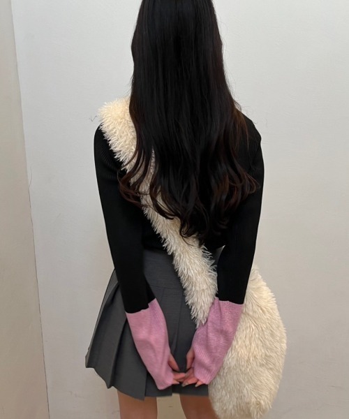 nemne store(ネンネストア)の「【低身長サイズあり】配色リブニット(ニット/セーター・レディース・ブラック/グレー/オフホワイト・MEDIUM/SMALL)」の13枚目の写真