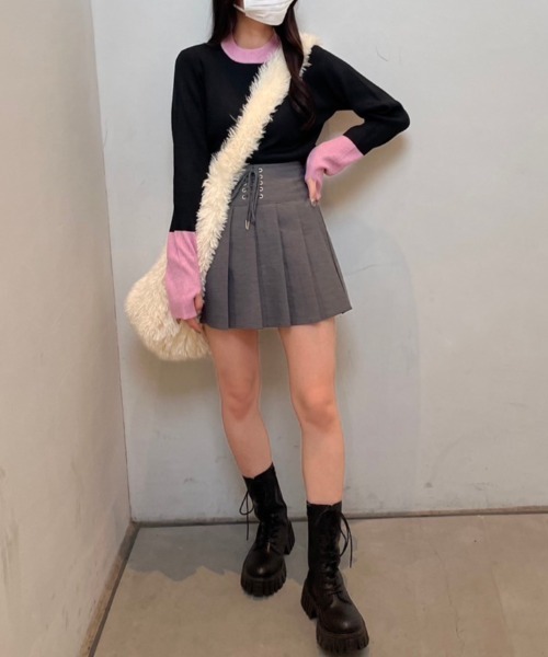nemne store(ネンネストア)の「【低身長サイズあり】配色リブニット(ニット/セーター・レディース・ブラック/グレー/オフホワイト・MEDIUM/SMALL)」の15枚目の写真