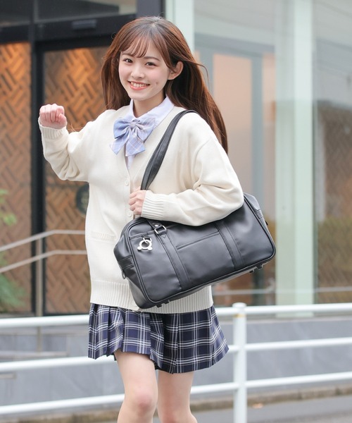 Honeys（ハニーズ）の「合皮スクールトートバッグ　スクバ（トートバッグ・レディース・ブラック/ダークブラウン・FREE）」の3枚目の写真