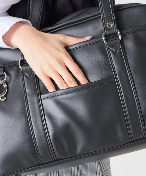 Honeys（ハニーズ）の「合皮スクールトートバッグ　スクバ（トートバッグ・レディース・ブラック/ダークブラウン・FREE）」の11枚目の写真