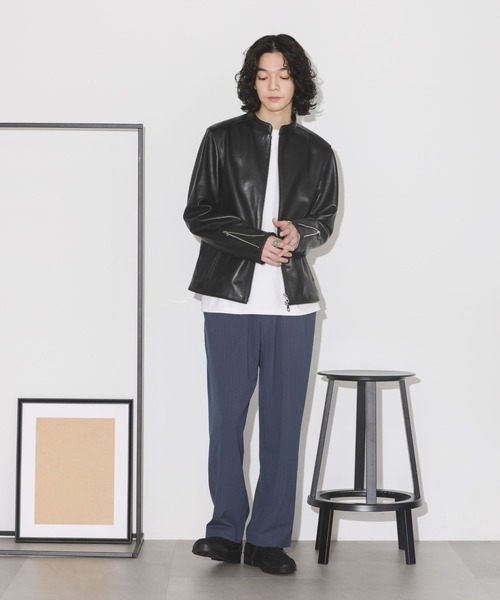 NANO universe（ナノユニバース）の「バンドカラーレザーシングルライダースジャケット（ライダースジャケット・メンズ・ブラック・M/L/XL/S）」の17枚目の写真