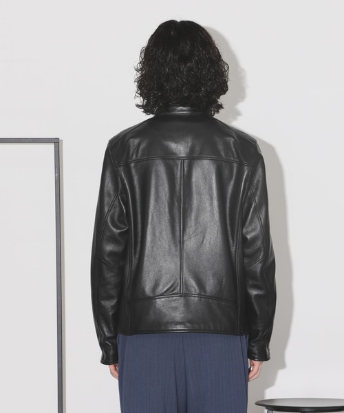 NANO universe（ナノユニバース）の「バンドカラーレザーシングルライダースジャケット（ライダースジャケット・メンズ・ブラック・M/L/XL/S）」の19枚目の写真