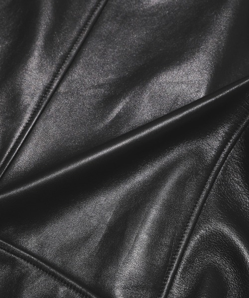 NANO universe（ナノユニバース）の「バンドカラーレザーシングルライダースジャケット（ライダースジャケット・メンズ・ブラック・M/L/XL/S）」の5枚目の写真