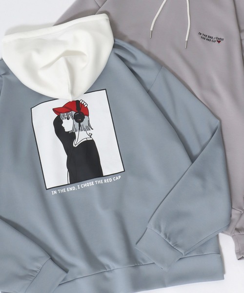 Red Cap Girl（レッドキャプガール）の「Red Cap Girl Cardboard Knit Sweat Hoodie/レッドキャップガール ダンボールニット バックプリント プルパーカー スウェット（パーカー・メンズ・ブラック/グレー/ブルー/ホワイト/グレー系その他/ブラック系その他/ブルー系その他/ホワイト系その他・M/L）」の8枚目の写真