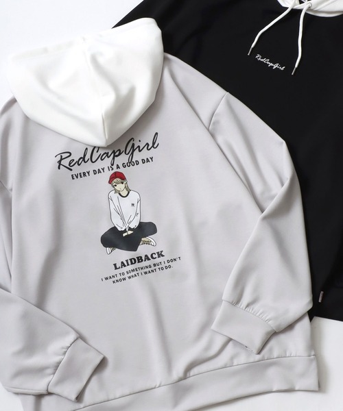 Red Cap Girl（レッドキャプガール）の「Red Cap Girl Cardboard Knit Sweat Hoodie/レッドキャップガール ダンボールニット バックプリント プルパーカー スウェット（パーカー・メンズ・ブラック/グレー/ブルー/ホワイト/グレー系その他/ブラック系その他/ブルー系その他/ホワイト系その他・M/L）」の5枚目の写真