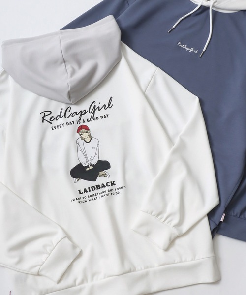 Red Cap Girl（レッドキャプガール）の「Red Cap Girl Cardboard Knit Sweat Hoodie/レッドキャップガール ダンボールニット バックプリント プルパーカー スウェット（パーカー・メンズ・ブラック/グレー/ブルー/ホワイト/グレー系その他/ブラック系その他/ブルー系その他/ホワイト系その他・M/L）」の2枚目の写真