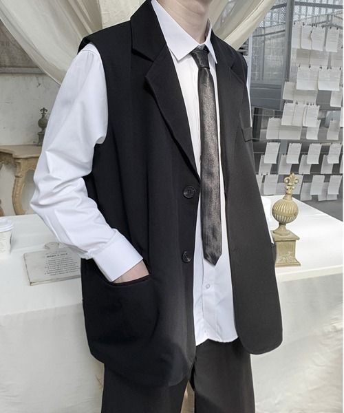 NEW GENTLEMAN（ニュージェントルマン）の「ハグリッド テーラー ビッグベスト ジレ（ベスト・メンズ・ブラック・L/M）」の2枚目の写真