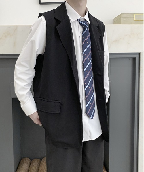 NEW GENTLEMAN（ニュージェントルマン）の「ハグリッド テーラー ビッグベスト ジレ（ベスト・メンズ・ブラック・L/M）」の8枚目の写真