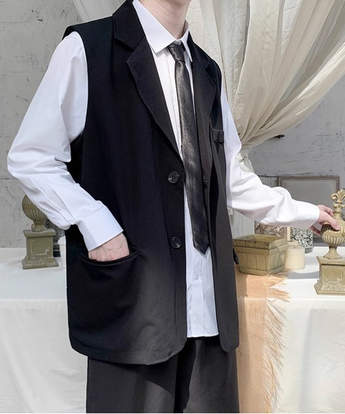 NEW GENTLEMAN（ニュージェントルマン）の「ハグリッド テーラー ビッグベスト ジレ（ベスト・メンズ・ブラック・L/M）」の9枚目の写真